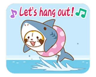 🚶 a0b4e51e Let's hang out! hiu, binatang, lucu, berenang, lautan, musim panas, mengapung, kartun telegram sticker