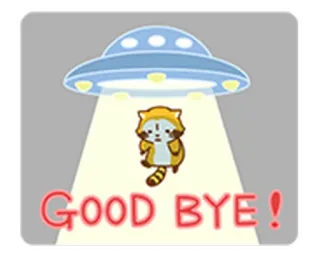 👽 d3fddbb6 GOOD BYE! UFO, penculikan alien, rakun, selamat tinggal, luar angkasa, piring terbang telegram sticker