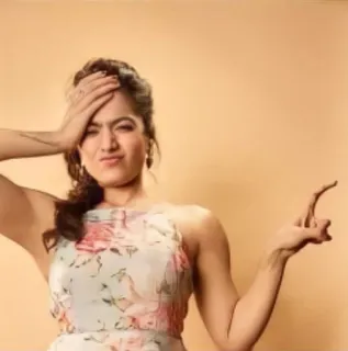 🤦‍♀ a707326a ผู้หญิง, นิ้วกลาง, ท่าทาง, รำคาญ, ชุดเดรส, ลายดอกไม้, สับสน telegram sticker