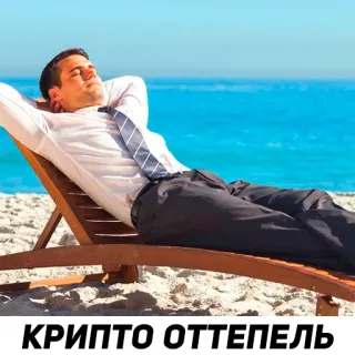 🥰 11782c6b КРИПТО ОТТЕПЕЛЬ crypto, plage, homme, détente, business, thème financier whatsapp sticker