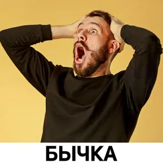 😱 e8287c9f БЫЧКА choc, surprise, homme, panique, peur, crier, émotion, portrait whatsapp sticker