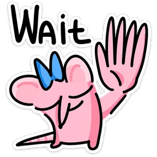 🐭 50440c4b Wait 待って, 手, ピンク, 漫画 telegram sticker