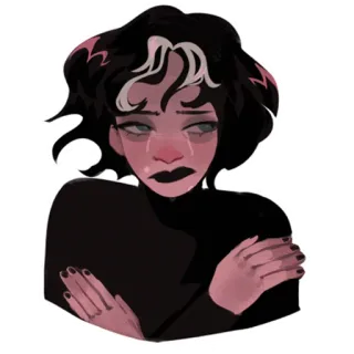 😢 0235ae89 emo, 女孩, 悲伤, 眼泪, 插画, 卡通, 女人, 哥特 telegram sticker