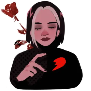 💔 402a47f6 女人, 心, 破碎, 悲伤, 玫瑰, 女孩, 肖像 telegram sticker