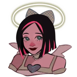 😇 a38c5675 女孩, 翅膀, 天使, 卡通, 角色, 插图 telegram sticker