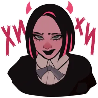 😈 eb808e36 ХУХИ 恶魔, 魔鬼, 角, 贴纸, 哥特, 黑暗, 邪恶, хухи telegram sticker