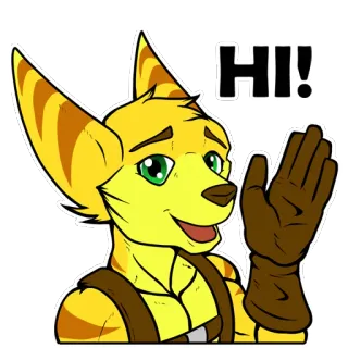 😀 95459452 Ratchet Ratchet & Clank HI! แรทเช็ท, แคล้งค์, การ์ตูน, วิดีโอเกม, ตัวละคร, เฟอร์รี่, แอนโทร whatsapp sticker