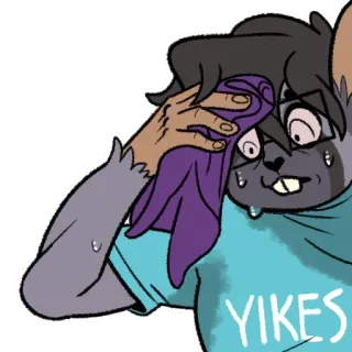 💦 bf34a86e YIKES oeps, zweten, nerveus, verlegen, cartoon, antropomorf telegram sticker