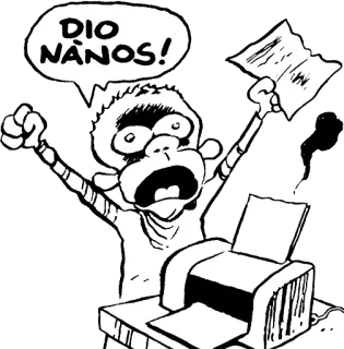 😡 1e5618d5 DIO NANOS! Cartone animato, Stampante, Frustrazione, Rabbia, Ufficio, Carta, Esclamazione telegram sticker