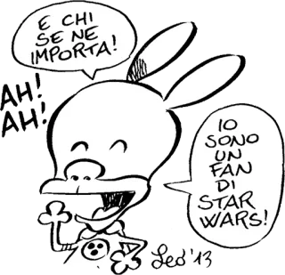 😅 2265bad5 Star Wars E CHI SE NE IMPORTA! AH! IO SONO UN FAN DI STAR WARS! Cartone animato, Coniglio, Fan, Star Wars, Italiano, Fumetti telegram sticker