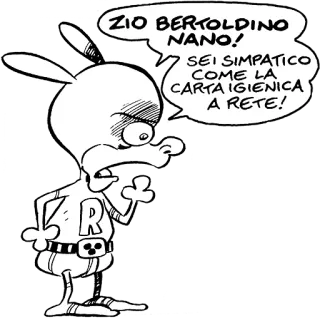 😡 9c021864 Zio Bertoldino ZIO BERTOLDINO NANO! SEI SIMPATICO COME LA CARTA IGIENICA A RETE! Fumetto, Cartone animato, Italiano, Bertoldino, Zio, Insulto telegram sticker