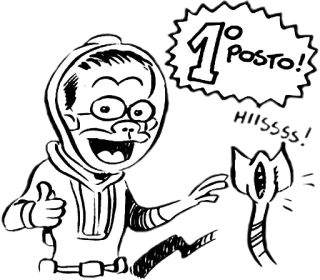 👑 c1471383 1° POSTO! cartone animato, primo posto, successo, vincitore, fumetto, celebrazione telegram sticker