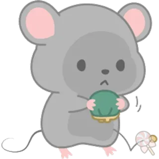 🐀 0c95a52f mouse, animal, kawaii, cute, cartoon, gray, pink telegram sticker