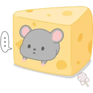 🐀 56669fd5 mouse, cheese, cute, cartoon, animal, sticker, kawaii, lollipop telegram sticker