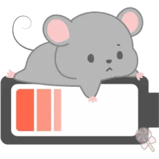 🐀 981b5a9b mouse, battery, low battery, cartoon, cute, lollipop telegram sticker