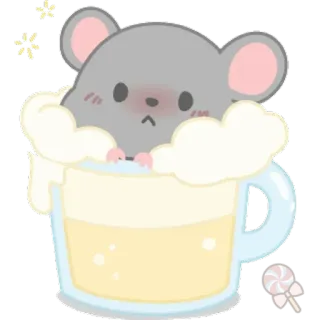 🐀 b307abc2 mouse, kawaii, cute, animal, drink, mug telegram sticker