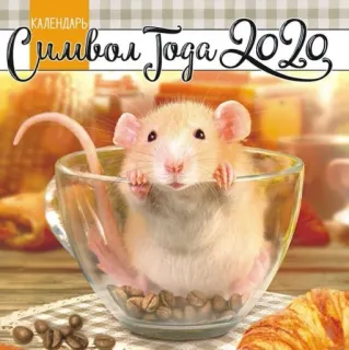 🐭 1ce7cdc2 КАЛЕНДАРЬ Символ Года 2020 topo, caffè, tazza, calendario, 2020, anno del topo, animale telegram sticker