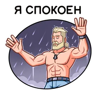 🧘‍♂️ 91b78d13 Я СПОКОЕН 穏やか, リラックス, 男, ひげ, 平和 telegram sticker