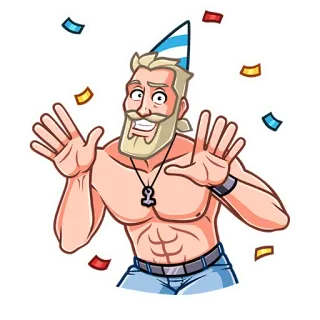 🥳 b2b3e757 男, パーティー, 誕生日, お祝い, 紙吹雪, 喜び, 楽しい telegram sticker