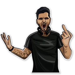 👿 3d1e5d2f mittelfinger, beleidigend, geste, wütend, tattoo, mann telegram sticker