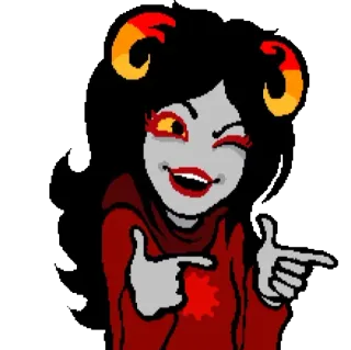 😉 e22fb123 Aranea Serket Homestuck Homestuck, Aranea Serket, Anime, Desenho animado, Arminha com os dedos, Piscadela, Pele cinza, Chifres telegram sticker