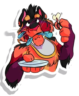 🍗 b7aff5ae 兽人, 拟人, 狗, 卡通, 食物, 动物 whatsapp sticker