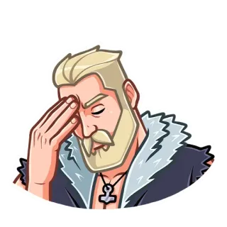 🤦‍♀️ 32b35a0f homme, penser, blond, barbe, mal de tête telegram sticker