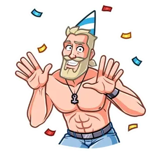 🥳 3b7c6d2a homme, fête, célébration, confettis, joyeux, dessin animé telegram sticker