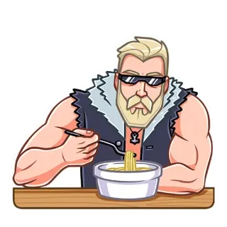 🍝 62d516e1 homme, nourriture, dessin animé, lunettes de soleil, blonde telegram sticker