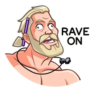 🤪 f8198eca RAVE ON Rave, Fête, Musique, Danse, Dessin animé telegram sticker