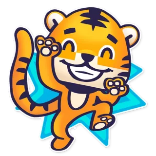 😈 2c105074 tijger, cartoon, dier, schattig, ster, sticker telegram sticker