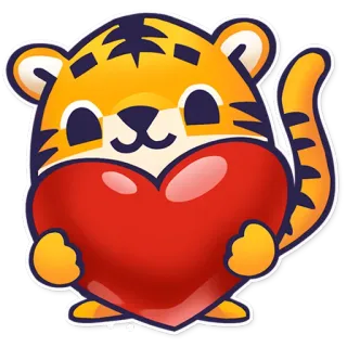 😍 576d2962 tijger, hart, schattig, dier, liefde, kawaii telegram sticker