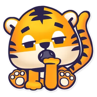 😕 913a0d2f tijger, schattig, dier, cartoon, sticker, speels, oranje telegram sticker