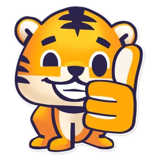 👍 c4f8f32d tijger, dier, cartoon, sticker, schattig, duim omhoog, goedkeuring telegram sticker
