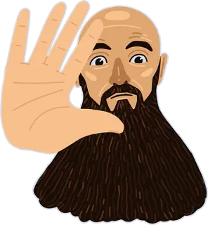 😧 33c29835 หยุด, มือ, หน้า, หัวล้าน, เครา, ผู้ชาย, จริงจัง telegram sticker