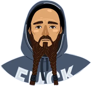 😣 7ecb3b3d FUCK ผู้ชาย, เสื้อมีฮู้ด, เครา, หยาบคาย, การ์ตูน, ผู้ใหญ่ telegram sticker