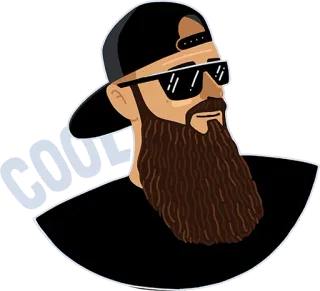 😃 9bf4ad0d ผู้ชาย, หนวดเครา, หมวกแก๊ป, แว่นกันแดด, ภาพเหมือน, การ์ตูน telegram sticker