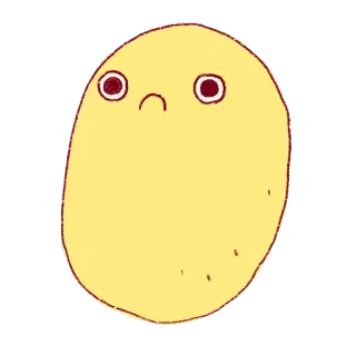 🙁 67a2ed22 potato, cartoon, sad, yellow, character telegram sticker