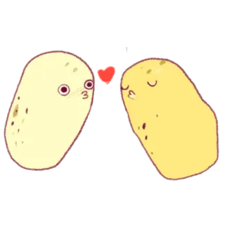 😘 80076299 potato, love, heart, cartoon, kiss, food telegram sticker