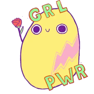 💪 9df79de1 GRL PWR feminism, girl power, cute, rose, sticker, positive, empowerment telegram sticker