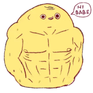🙋‍♀️ ed23a26a HI BABE funny, muscular, cartoon, babe, cute telegram sticker