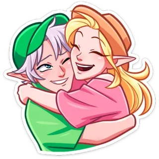 😤 765e528a 精灵, 情侣, 拥抱, 卡通, 幻想, 浪漫, 角色 telegram sticker