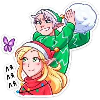 ☺️ 2de23e41 noël, elfe, boule de neige, dessin animé, hiver, fête, autocollant telegram sticker