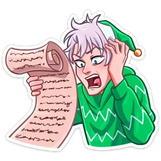 😡 5aacdf7b elfe, noël, liste, inquiet, fêtes, dessin animé telegram sticker