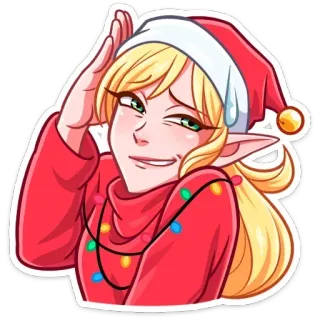 ☺️ 7597fb64 noël, elfe, femme, dessin animé, fêtes, festif telegram sticker