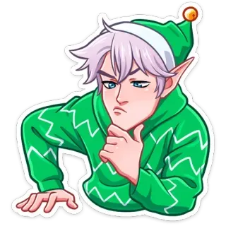 🤔 84c6bda0 elfe, noël, fêtes, dessin animé, autocollant, animé, mignon telegram sticker