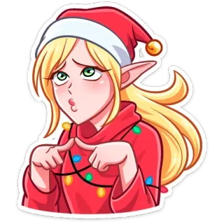 😬 bda8d2bf elfe, noël, dessin animé, fille, animé, festif telegram sticker