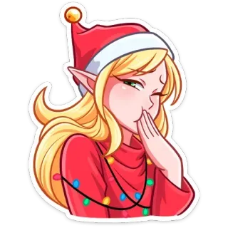 🤫 d72e26a5 noël, elfe, dessin animé, fêtes, mignon, fille telegram sticker