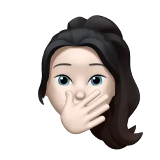 🎡 e1c7815b Emoji, Kobieta, Ręka na ustach, Zszokowany, Zaskoczony, Cisza telegram sticker