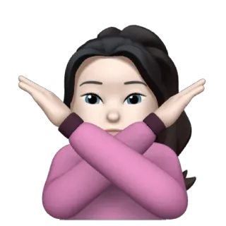 🎡 ffa89f49 Memoji, Nie, Skrzyżowane ręce, Negatywny, Kobieta, Awatar, Różowy, Kreskówka telegram sticker